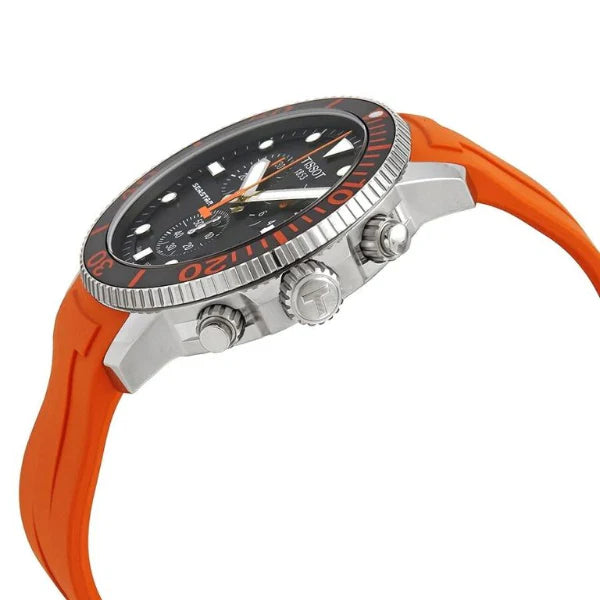 TISSOT Men’s Quartz Swiss Made Orange Silicone Strap Black Dial 45mm Watch T120.417.17.051.01