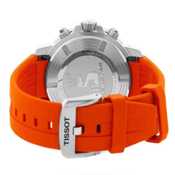 TISSOT Men’s Quartz Swiss Made Orange Silicone Strap Black Dial 45mm Watch T120.417.17.051.01