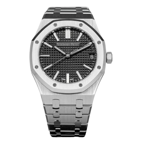 Silver Audemars Piguet With Black Dial