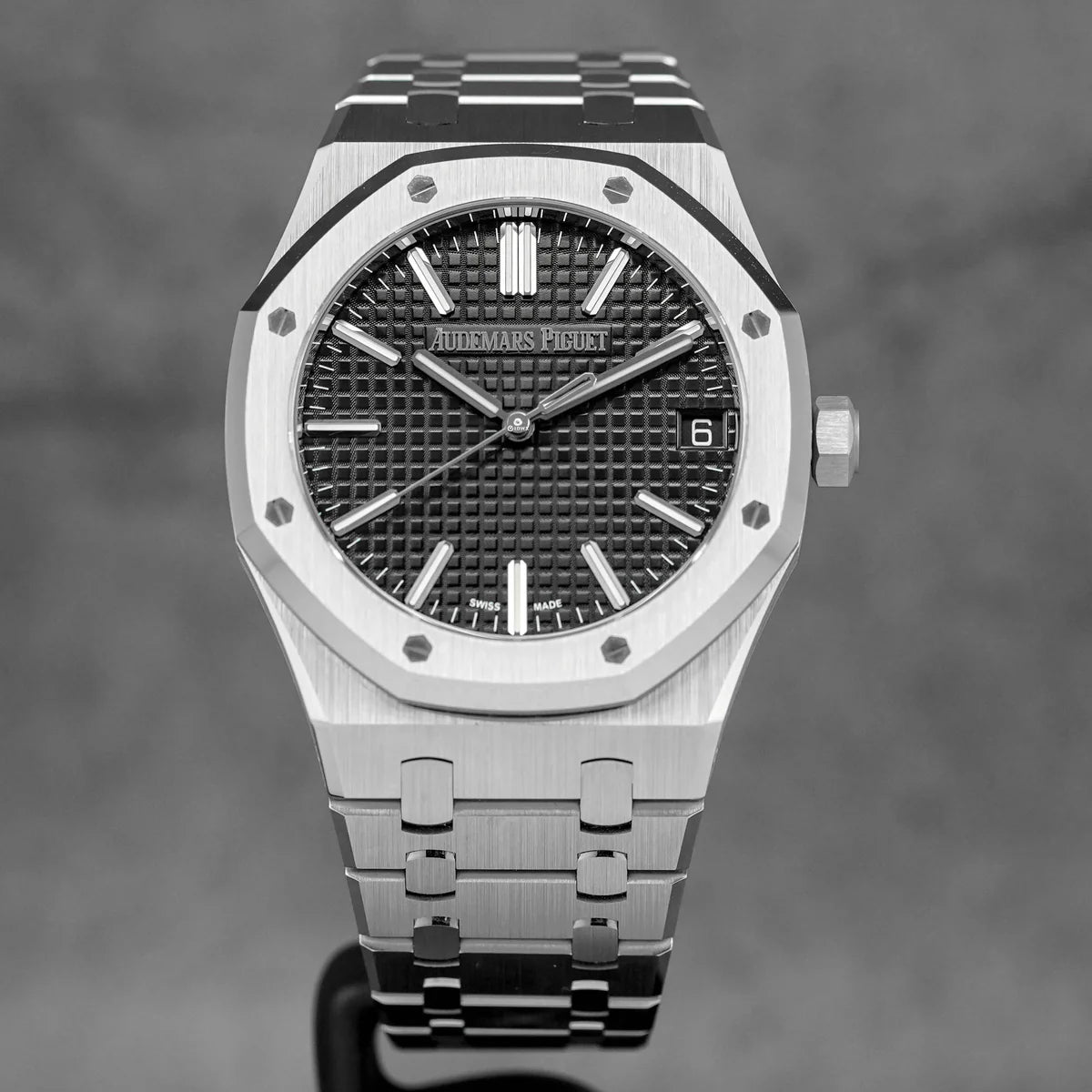 Silver Audemars Piguet With Black Dial