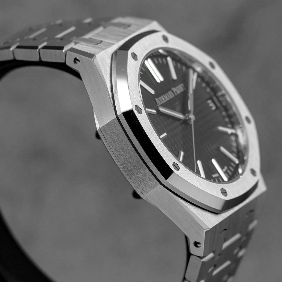 Silver Audemars Piguet With Black Dial