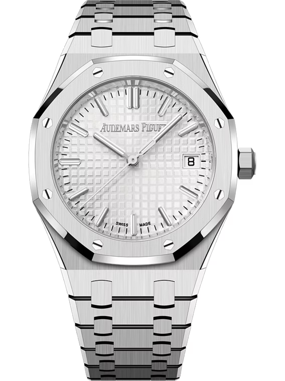 Silver Audemars Piguet With White Dial