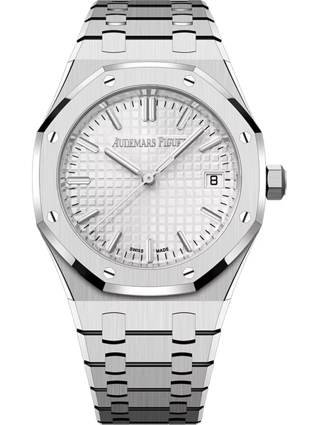 Silver Audemars Piguet With White Dial