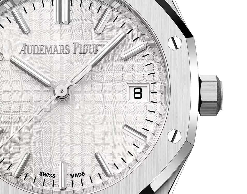 Silver Audemars Piguet With White Dial