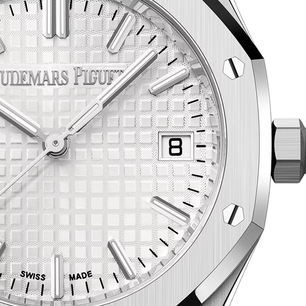 Silver Audemars Piguet With White Dial