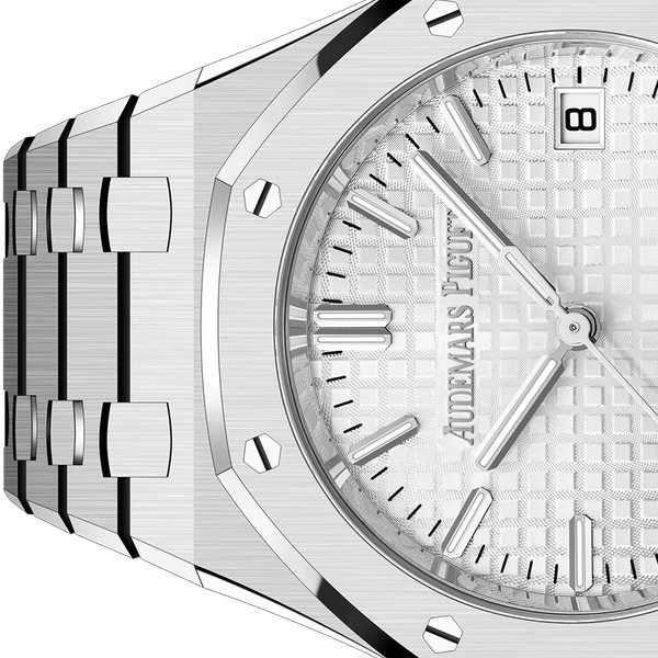 Silver Audemars Piguet With White Dial